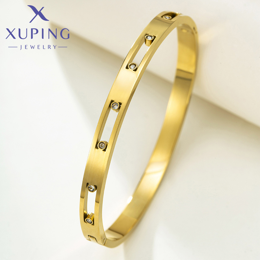 TTM xuping  New Arrival Fashion 14k Gold Stainless Steel Butterfly Heart Bracelets Women Zircon Snake Bracelet Jewelry