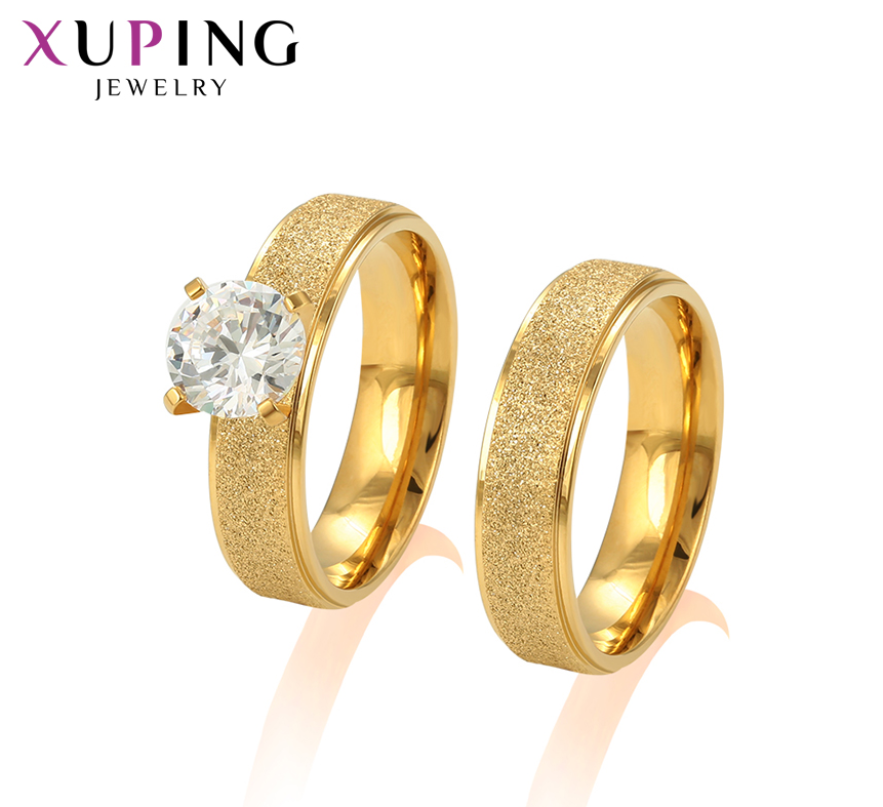 R-119 Xuping jewelry wholesale high quality elegant luxury simple zircon man ladies jewelry 14K color stainless steel ring