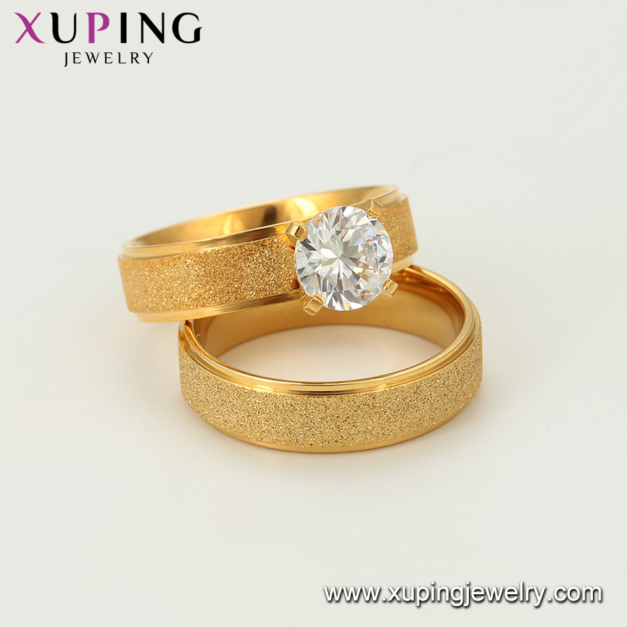 R-119 Xuping jewelry wholesale high quality elegant luxury simple zircon man ladies jewelry 14K color stainless steel ring