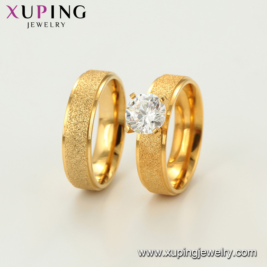 R-119 Xuping jewelry wholesale high quality elegant luxury simple zircon man ladies jewelry 14K color stainless steel ring