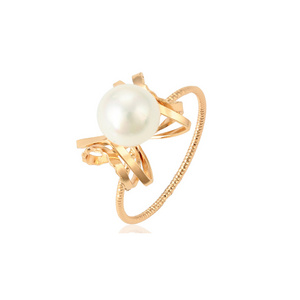 15458 xuping 18k gold plated fashion funky imitation elegant pearl ring for ladies