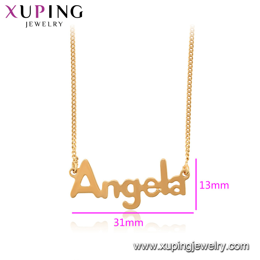 44996 Xuping initial jewelry  necklace custom gold plated name necklace personalised