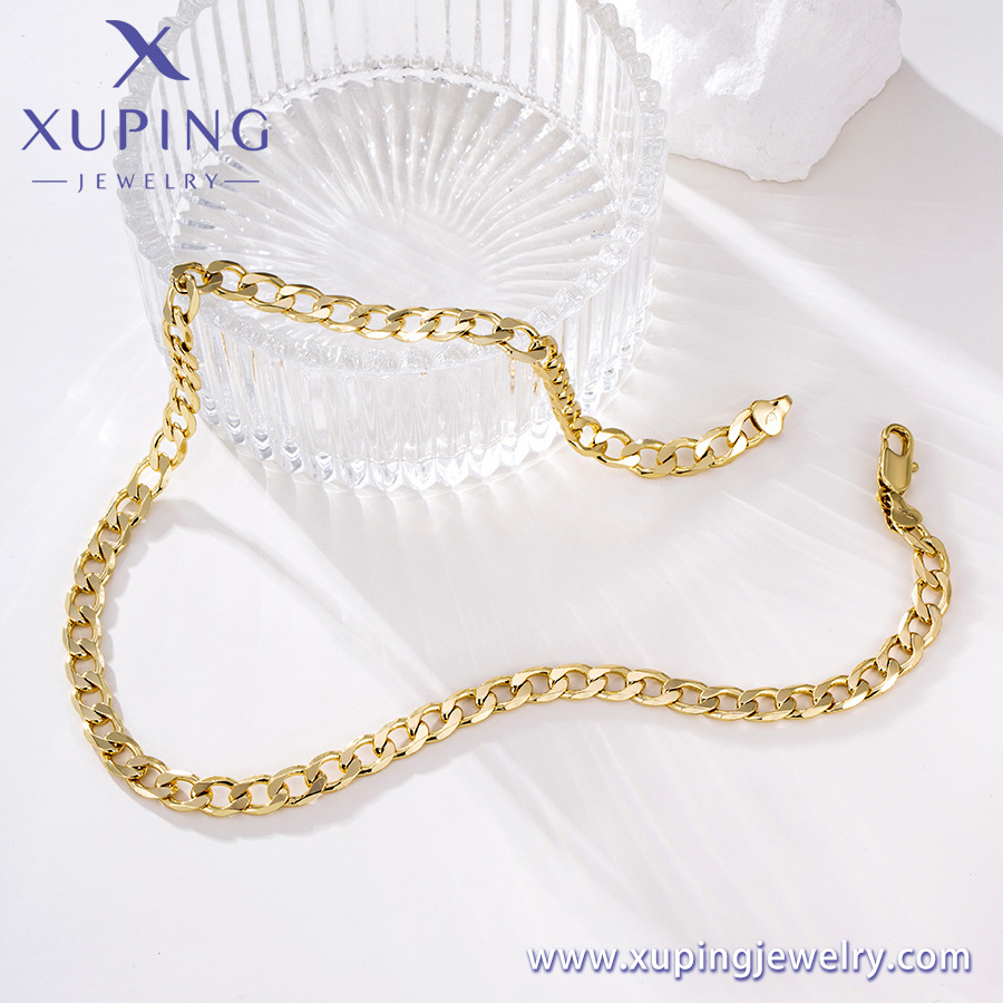 X000835292 Xuping  custom 14K gold plated brass cuban link chain necklace multiple width length cut figaro chain for women mens