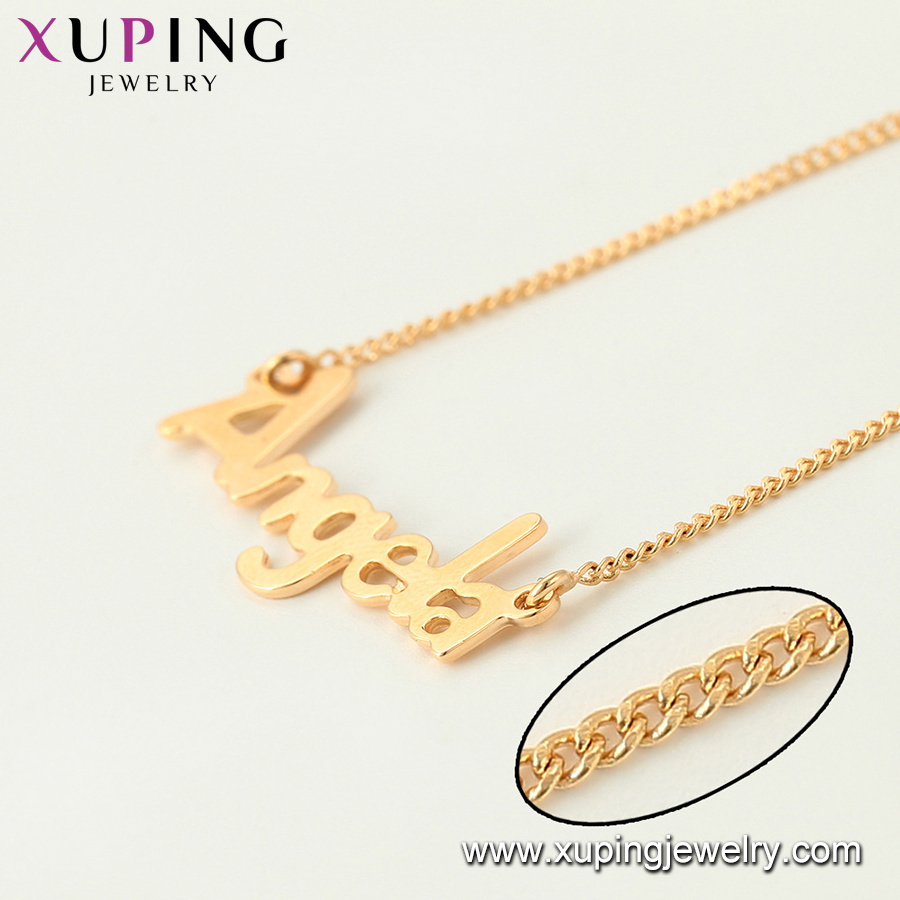 44996 Xuping initial jewelry  necklace custom gold plated name necklace personalised