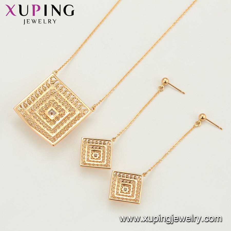 65301 XP wholesale jewelry gold pendant chain+elegant design earring 18 carat gold brazilian gold jewelry sets bijoux joyeria