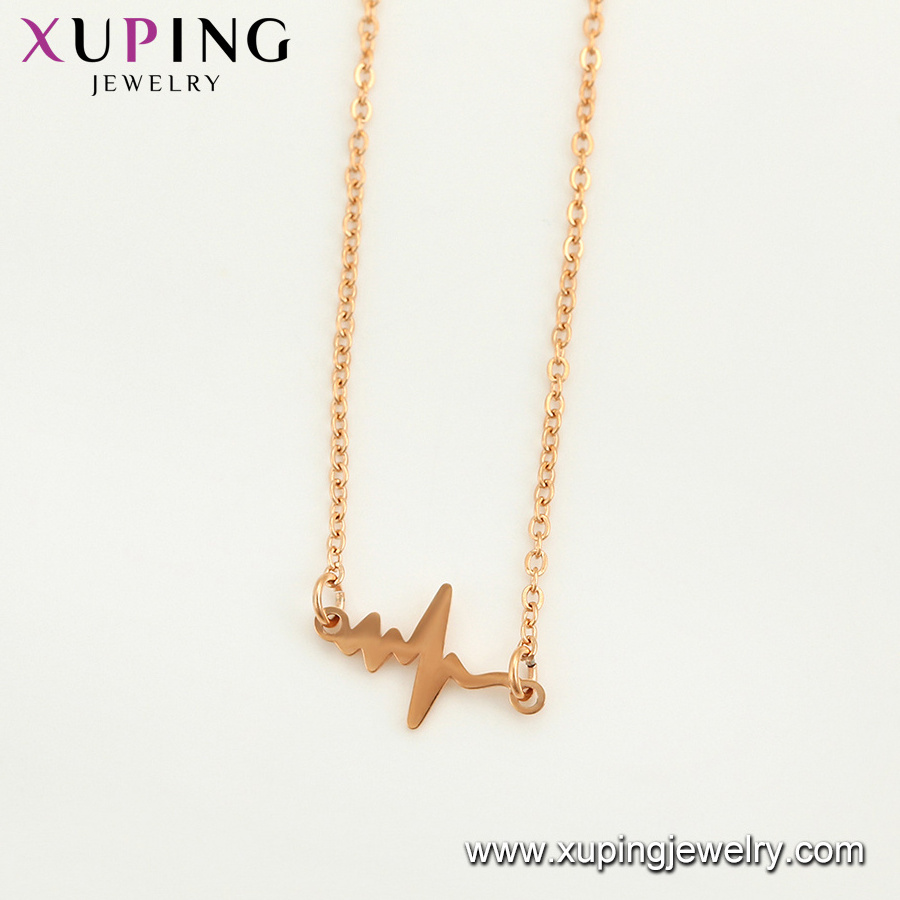 45742 Xuping jewelry women fashion jewelry popular lively simple letter notes 18K gold color stainless steel necklace