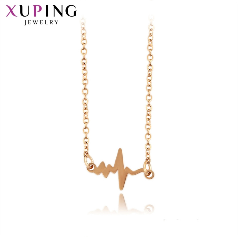 45742 Xuping jewelry women fashion jewelry popular lively simple letter notes 18K gold color stainless steel necklace