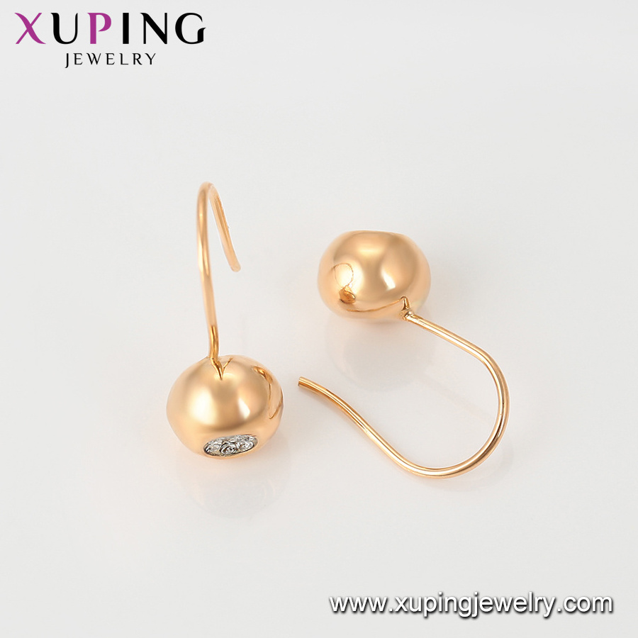 94589 Xuping Jewelry Simple design and Popular Hoop ball Earrings with 18K Gold Plated