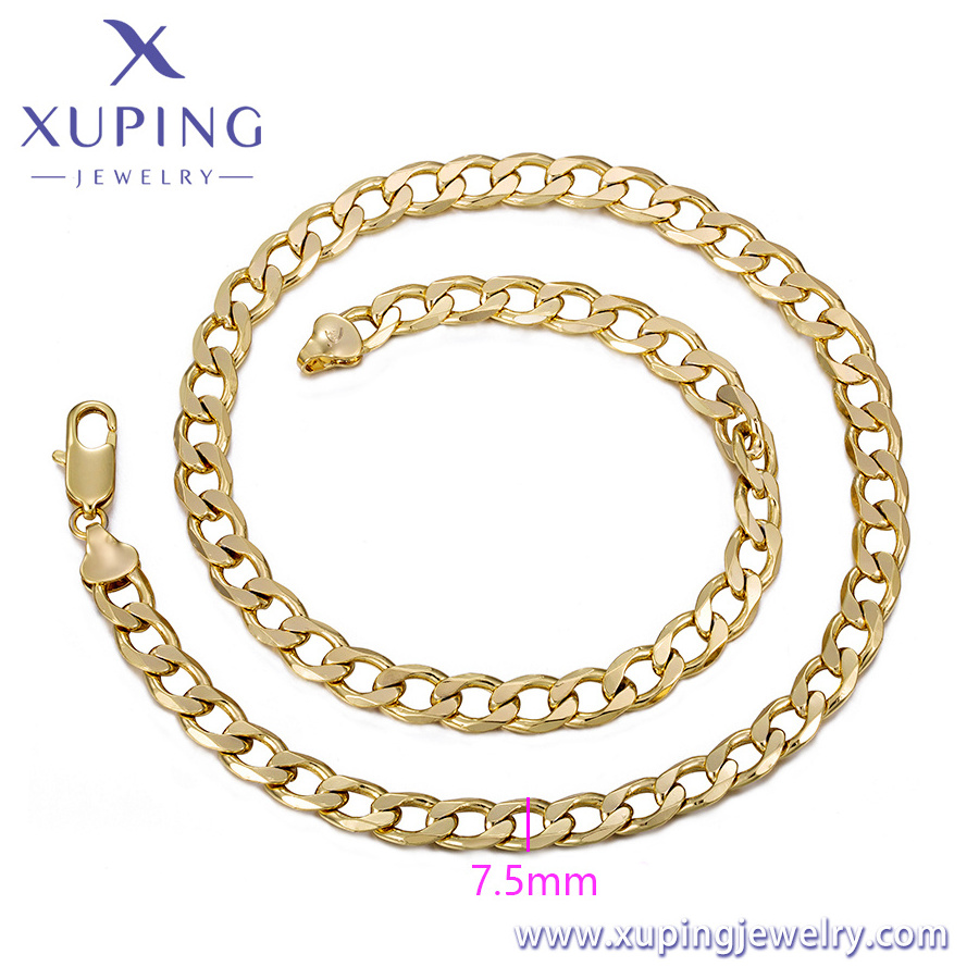 X000835292 Xuping  custom 14K gold plated brass cuban link chain necklace multiple width length cut figaro chain for women mens