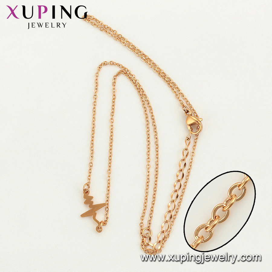 45742 Xuping jewelry women fashion jewelry popular lively simple letter notes 18K gold color stainless steel necklace