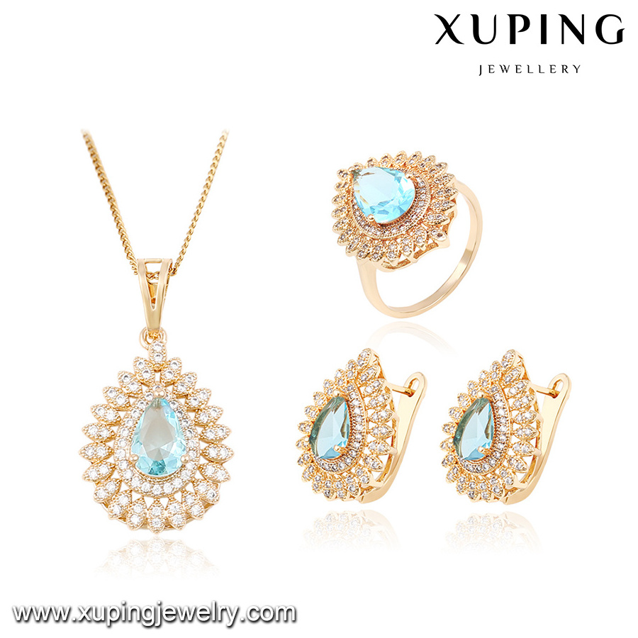 63881 Xuping zirconia jewelry bridal wedding Jewelry set with 18k gold plated