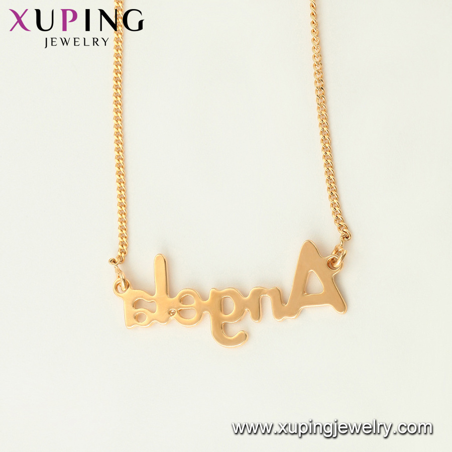 44996 Xuping initial jewelry  necklace custom gold plated name necklace personalised