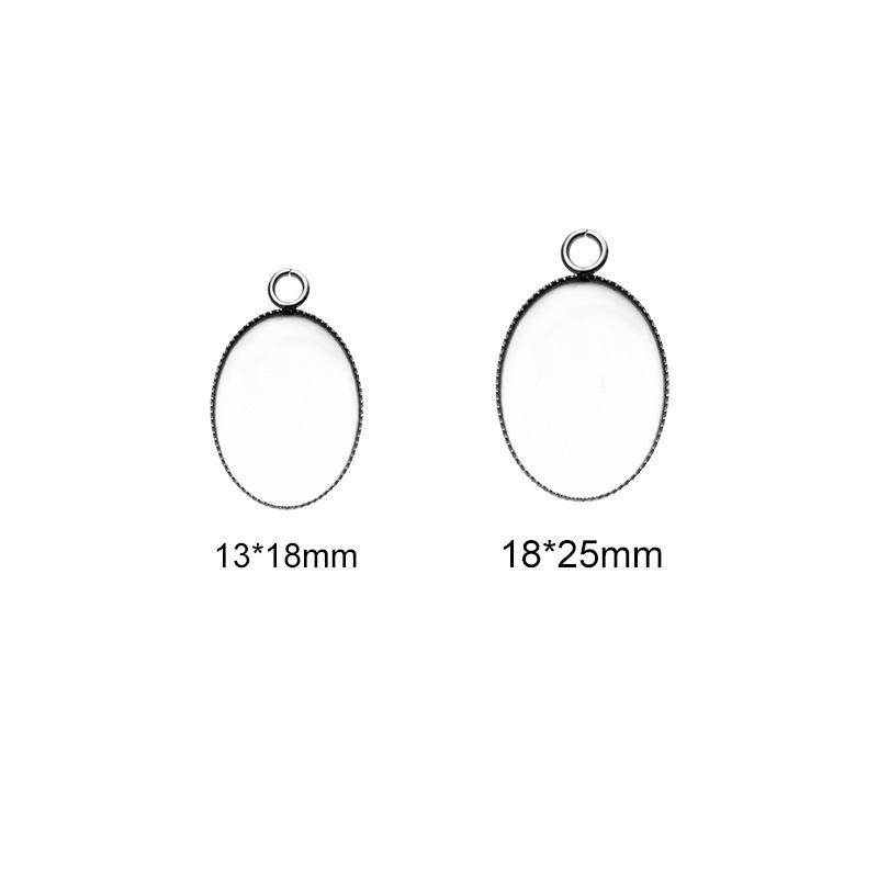 Hobbyworker 40Pcs/Bag Hot Sale 18-25MM Stainless Steel Blank Oval Pendant Tray for DIY Necklace Jewelry Accessories A5527