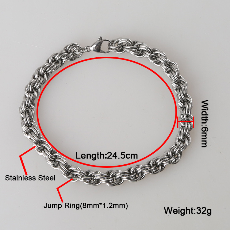 Xuqian 2021 new stainless steel bracelet jump rings diy jewelry making heavy mens bracelet