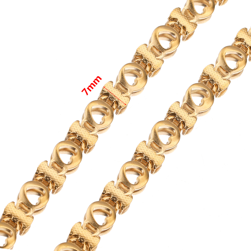 Hobbyworker 7mm Stainless Steel cuban Cable Chain Heart Shape Bow Chain Anklet Necklace Diy Jewelry Making Supplies Wholesale