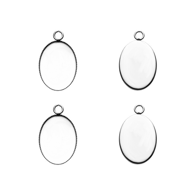 Hobbyworker 40Pcs/Bag Hot Sale 18-25MM Stainless Steel Blank Oval Pendant Tray for DIY Necklace Jewelry Accessories A5527