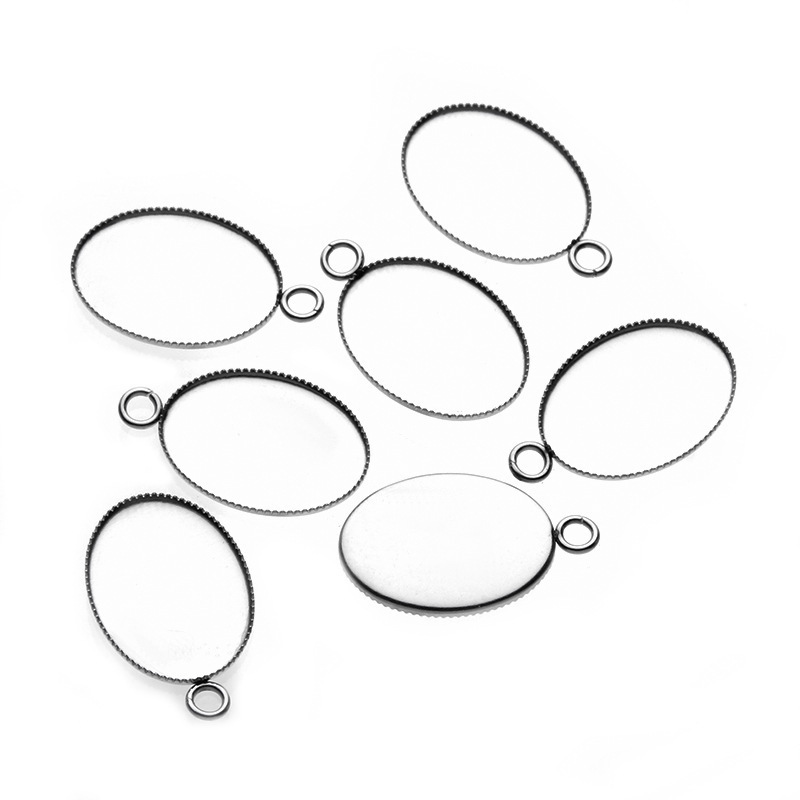 Hobbyworker 40Pcs/Bag Hot Sale 18-25MM Stainless Steel Blank Oval Pendant Tray for DIY Necklace Jewelry Accessories A5527