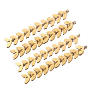 Hobbyworker Stainless Steel Gold Earring Airplane Leaf Chain Charms Connectors for DIY Handmade Earring Jewelry Making