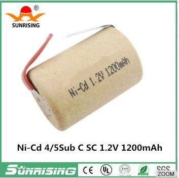 Sub C 4/5SC 1.2V rechargeable battery 1300mah 4/5 SC ni-cd cell with welding pins tab for electric drill