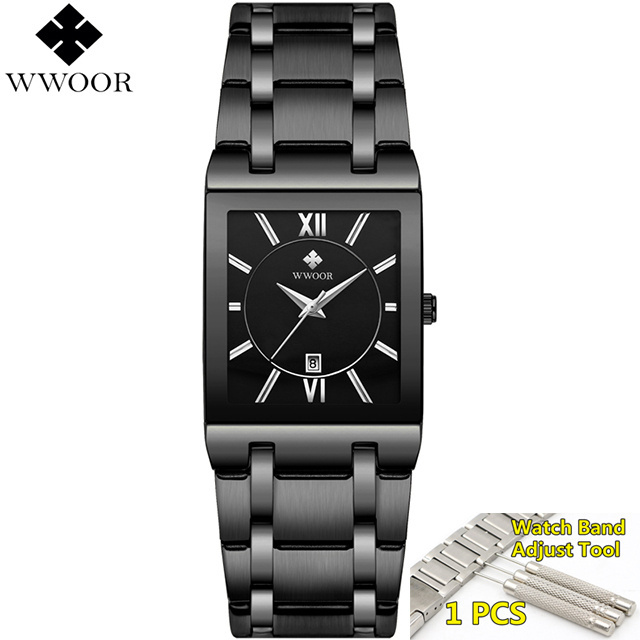 2019 Waterproof Golden Male Wristwatch  WWOOR Men Watches Gold Black Square Quartz watch men