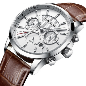 CRRJU 2212 genuine leather  chronograph analog watches men