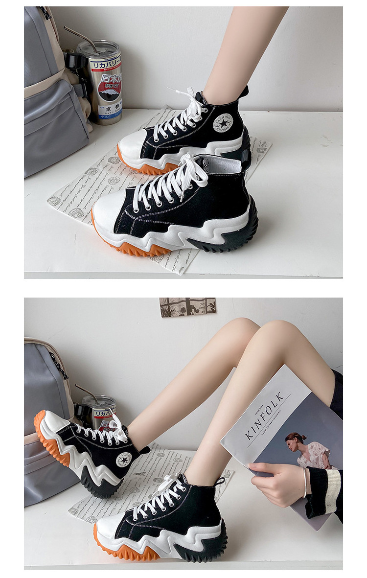 XRH Wholesale Spring Custom Logo Blank Platform Sneakers High Top Walking Style Shoes Woman Canvas Platform Chunky Canvas Shoes BestSuppliers