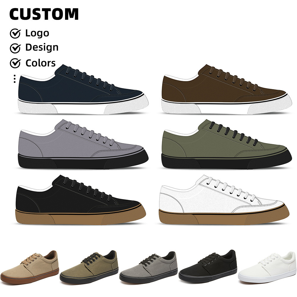 XRH Factory New Customized Logo Men Canvas Sneakers Casual Walking Mens Flats Lace-Up Men Canvas Shoes