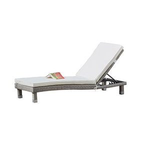 Patio Wicker Lounge Chairs Garden adjustable Sun Bed with Cushions Outside Reclining Chair