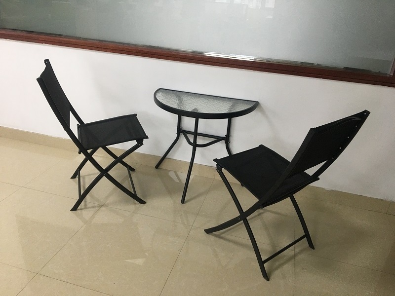 3-Piece Folding Bistro Half table Set with 1pc half moon table and 2pcs chairs