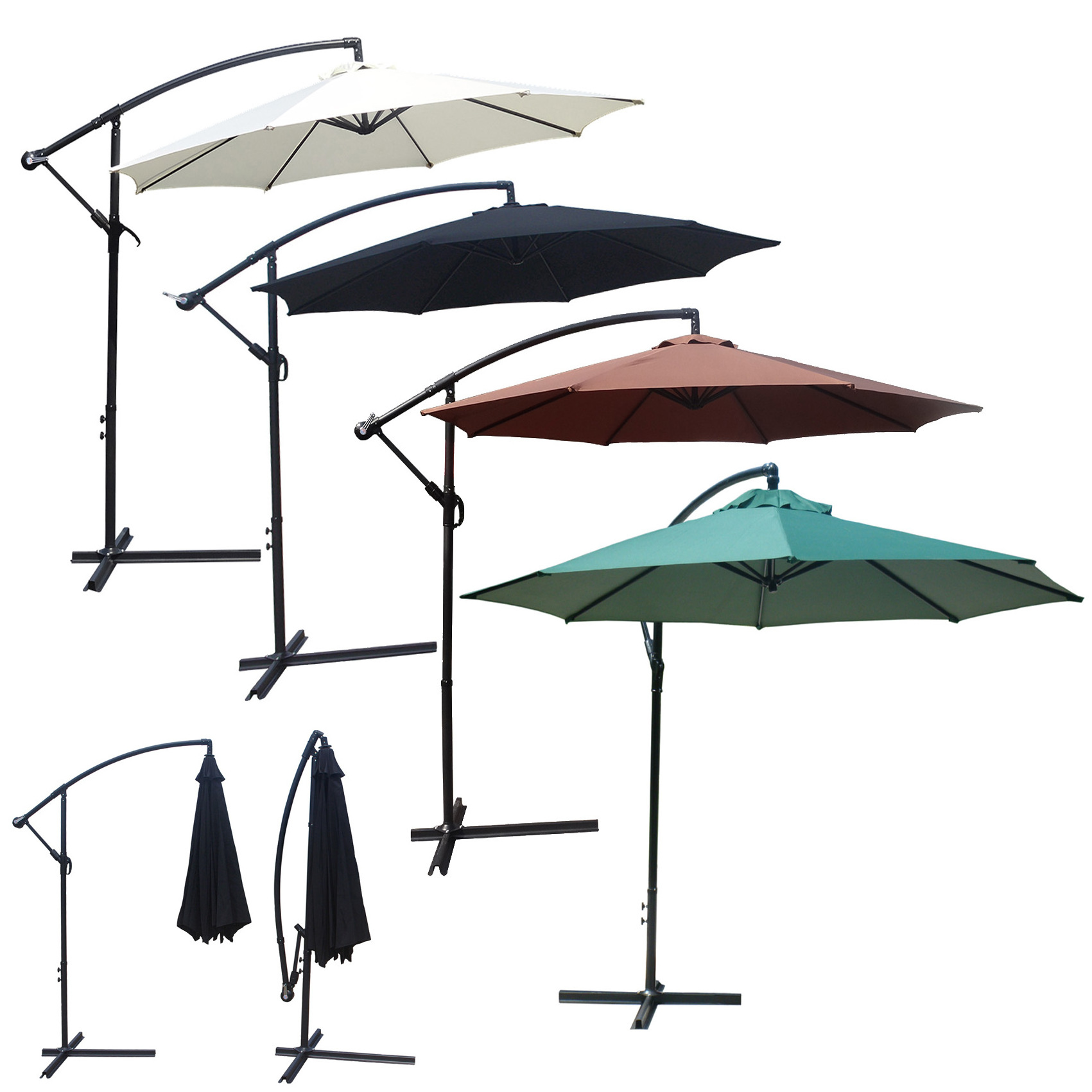 Outdoor Garden Patio beach banana Umbrella, Parasol 300 cm Sun Shade, with Crank Mechanism, UV50+