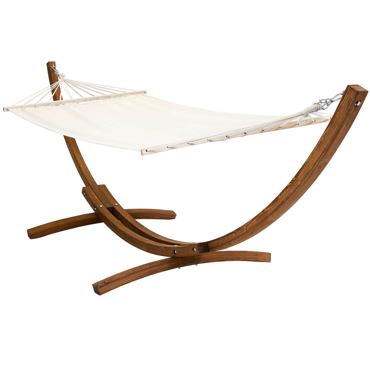 Moon-shaped Wooden Arc Hammock Outdoor Patio & Garden Leisure Single Swing Chair