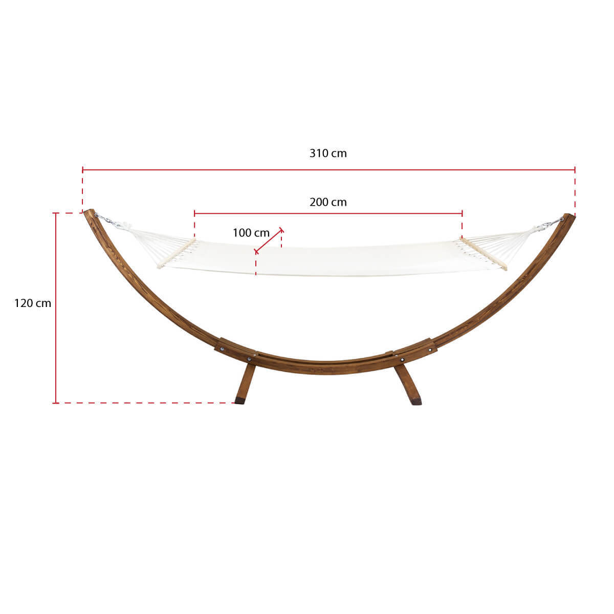 Moon-shaped Wooden Arc Hammock Outdoor Patio & Garden Leisure Single Swing Chair