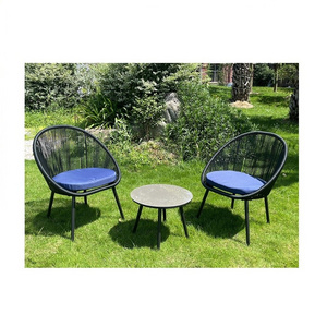 Patio Furniture Set Garden 2pcs Wicker Egg Chairs with Round Coffee Table Outdoor 3 Pieces Rattan Conversation Sofa Set