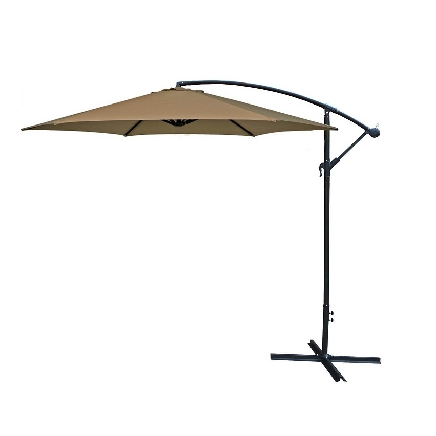 Cantilever Offset Outdoor Patio Umbrella with Cross Base Stand Rotate and Tilt Garden Steel Frame 3M Hanging Banana Umbrella