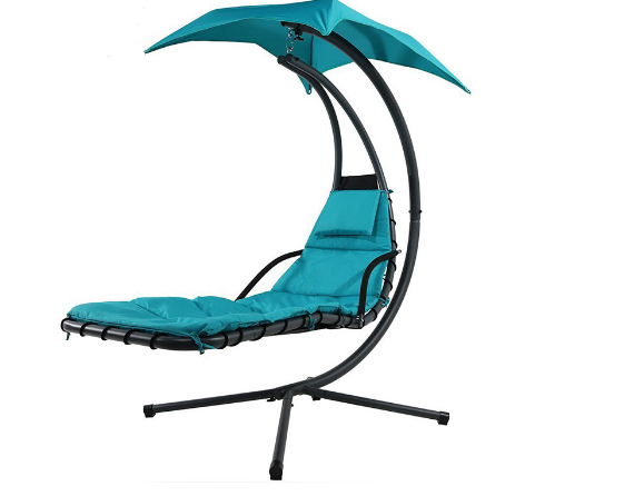 Arc-shaped Beach Leisure Sun Lounger Outdoor Patio Hanging Swing Chair with stand