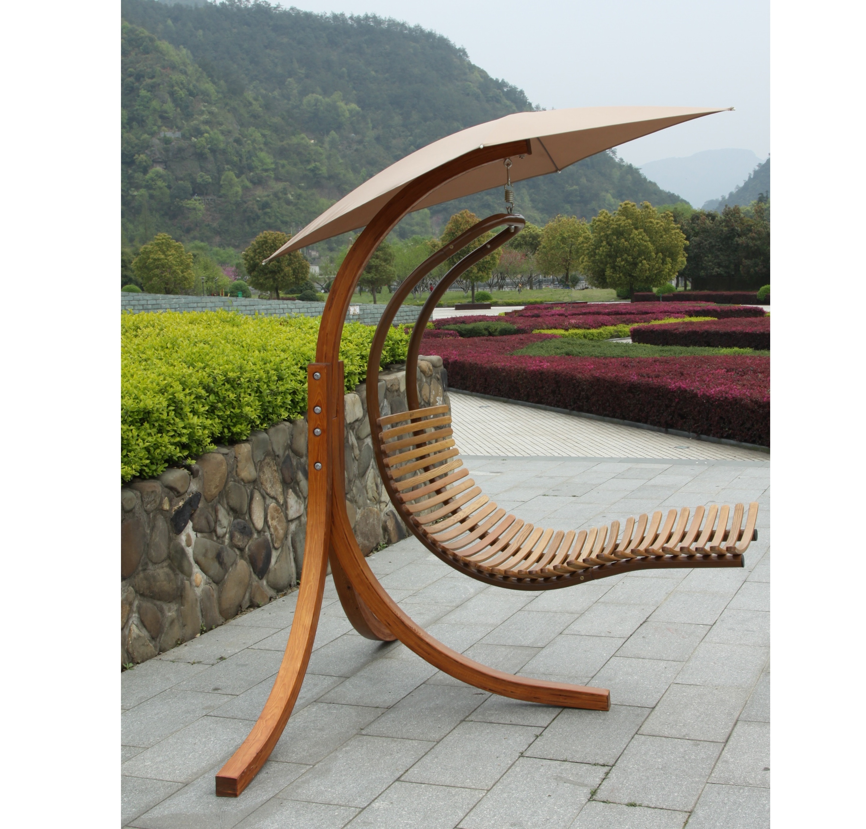 Wood Frame Outdoor Balcony Garden Patio Hanging Swing Chair