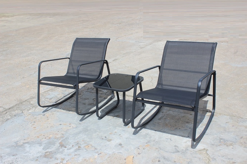 Modern 3-piece Bistro Rocking Set  including 1 table and 2 rocking chairs for indoor or outdoor