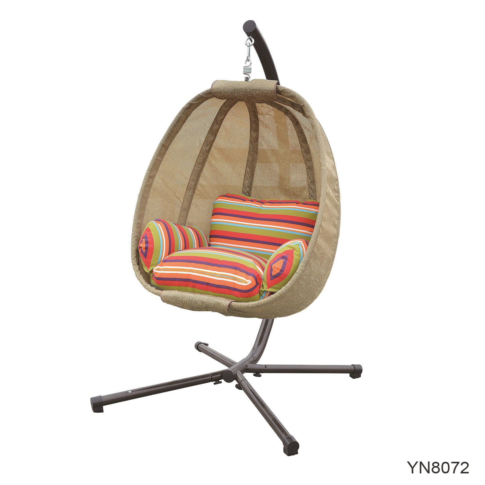 Patio Hanging Egg Chair with 4pcs pillows Garden Textilene Swing with Stand Outdoor Furniture