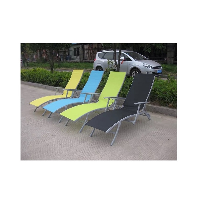 Patio Folding Chaise Lounge Chair Pool Sunbathing Recliners with Adjustable Backrest Outdoor  Aluminum Recliner chair