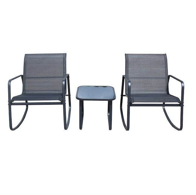 Modern 3-piece Bistro Rocking Set  including 1 table and 2 rocking chairs for indoor or outdoor