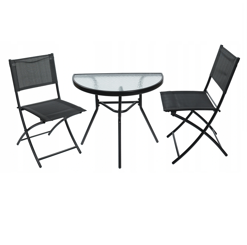 3-Piece Folding Bistro Half table Set with 1pc half moon table and 2pcs chairs