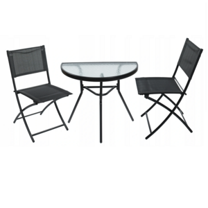 3-Piece Folding Bistro Half table Set with 1pc half moon table and 2pcs chairs