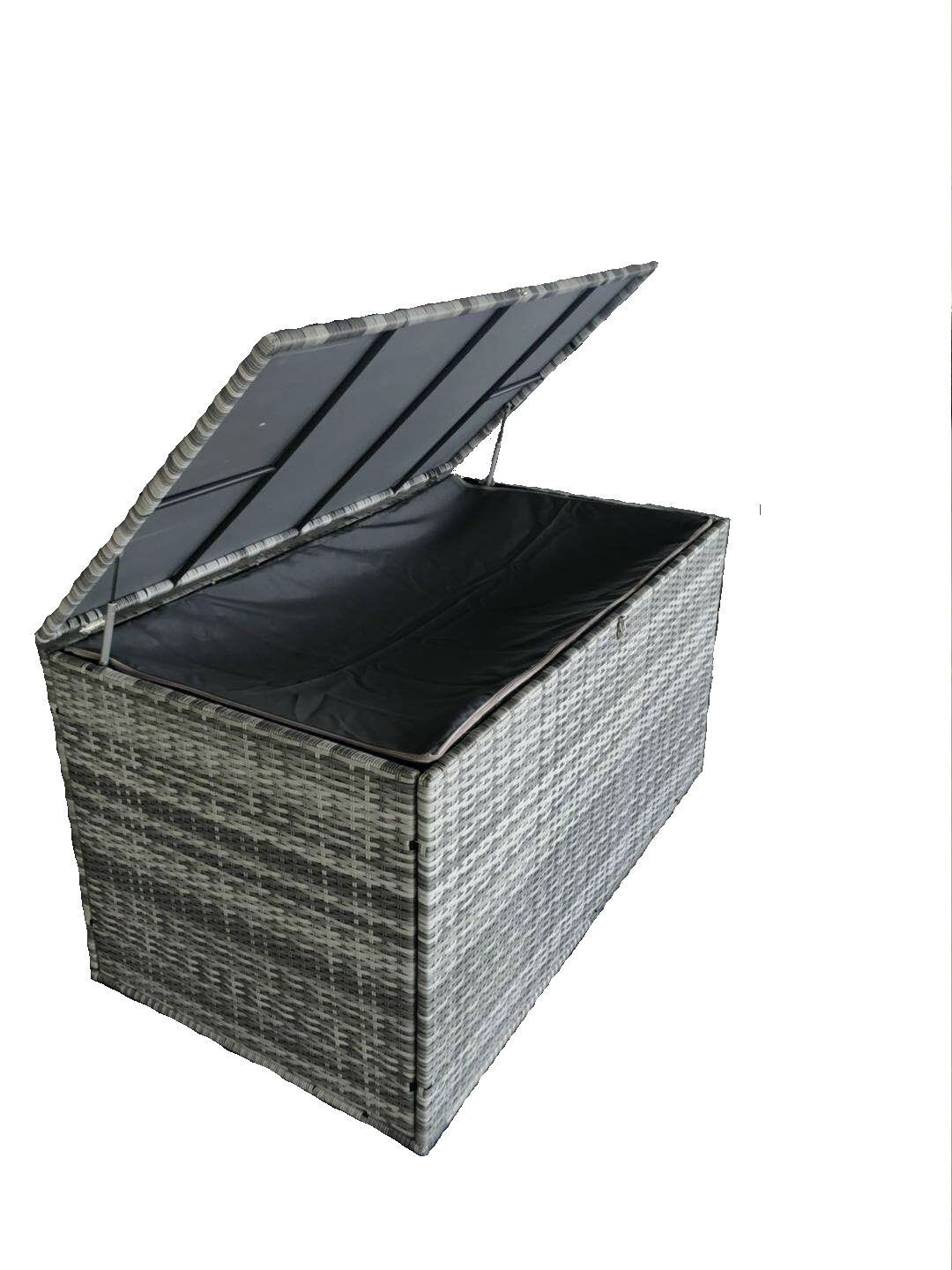 Outdoor Durable Wicker Cushion Box Patio Storage Box with lock Garden Rattan Bench with storage function