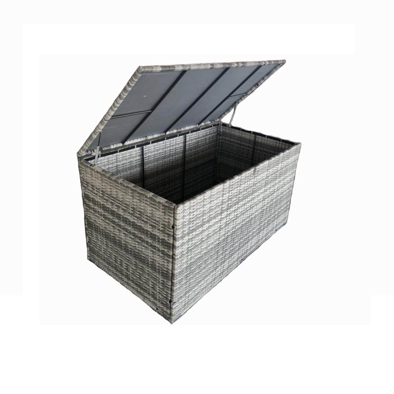 Outdoor Durable Wicker Cushion Box Patio Storage Box with lock Garden Rattan Bench with storage function