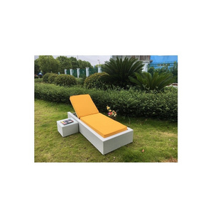 2 Pieces Outdoor Patio PE Wicker Chaise Lounge Set Rattan Furniture Set with Matching Table Adjustable Reclining Lounge Chairs