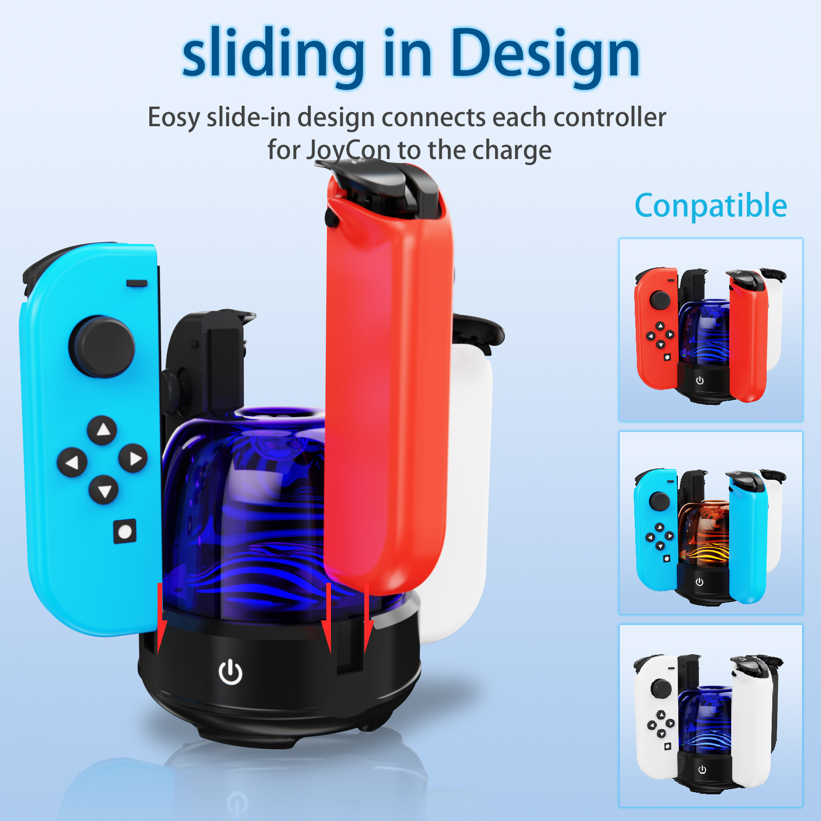 RGB Charging Dock Station Replacement For Switch&Switch OLED Joy Controller With Cable