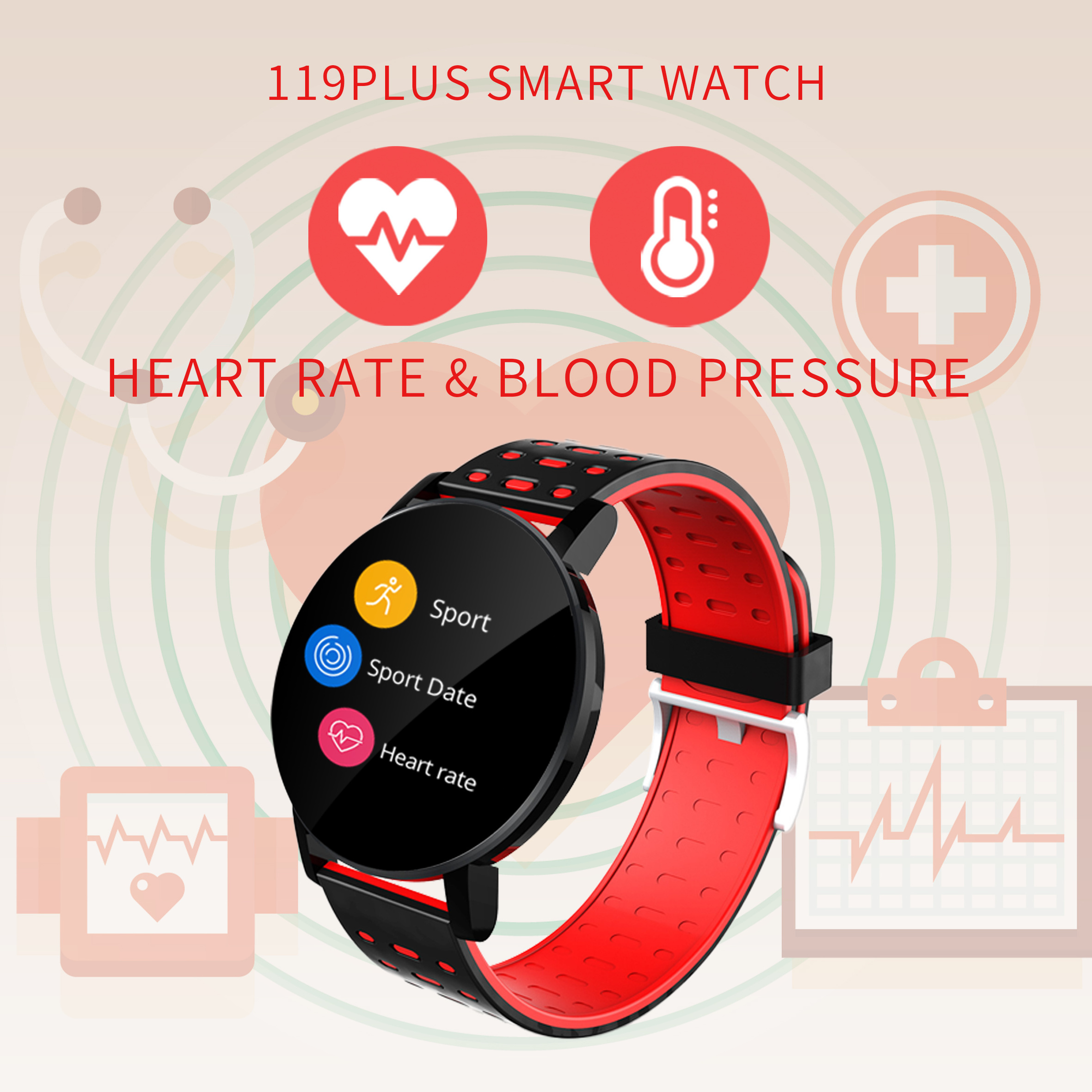 OEM Smart Watch 2024 119plus ce rohs fitpro health watch blood pressure heart rate fitness trackers relogio smartwatch