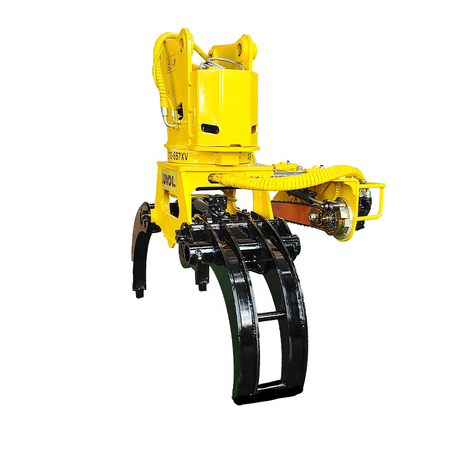 China Competitive 360 rotating log grapple forestry equipment Logging Log rotating Grapple Saw for excavator