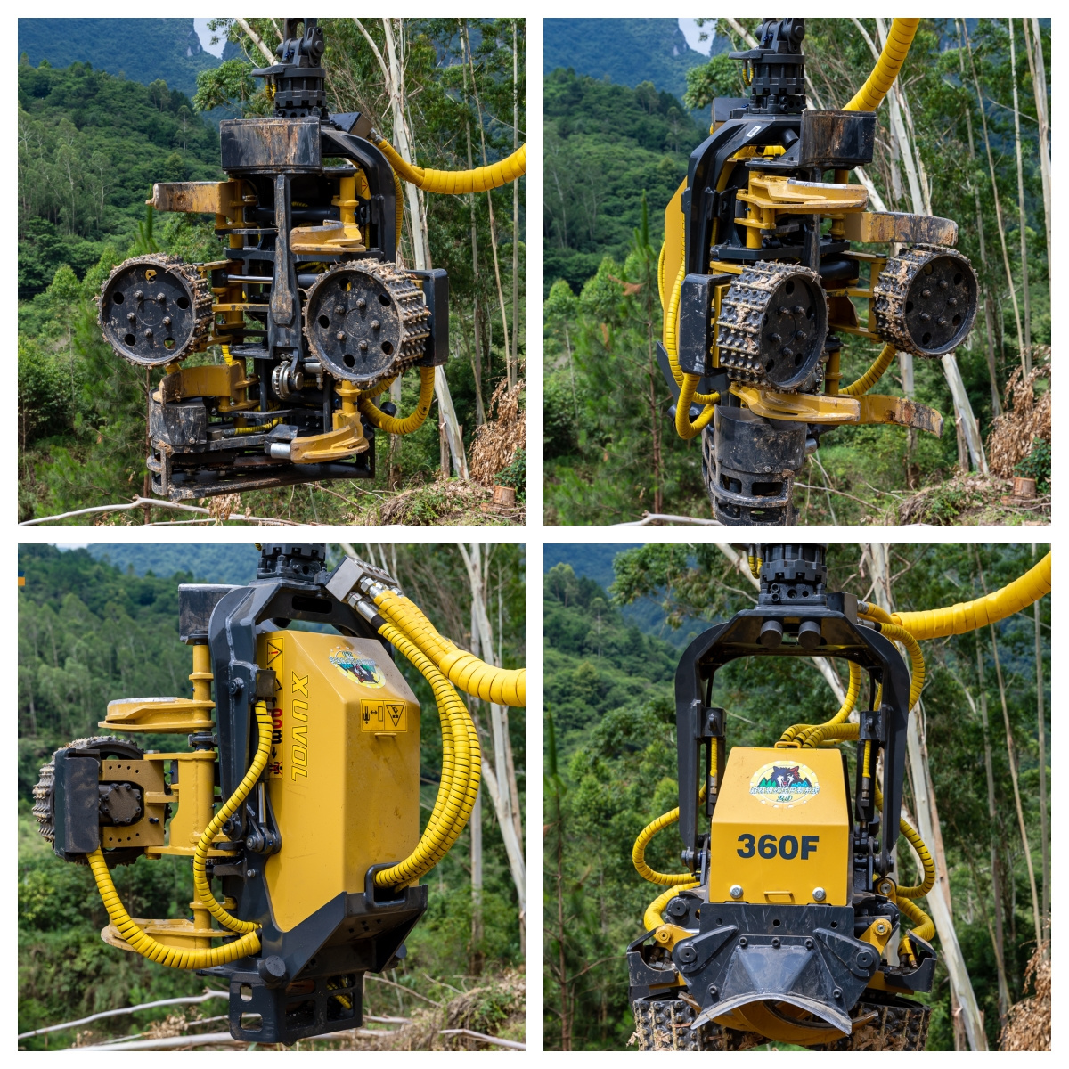 XUVOL OEM Tree Skidder Harvester Head Excavator Attachment Cutting Forestry Wood Log Radius 360mm Forestry skidder