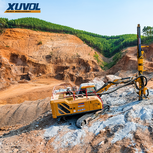 Engineering construction machinery XUVOL fully hydraulic rock drilling rig XVT45E with automatic rod crawler, drilling 89-115 mm